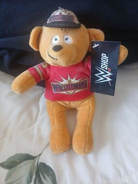 WWE WrestleMania Bear Plush - Red Jersey, Brown Fur
